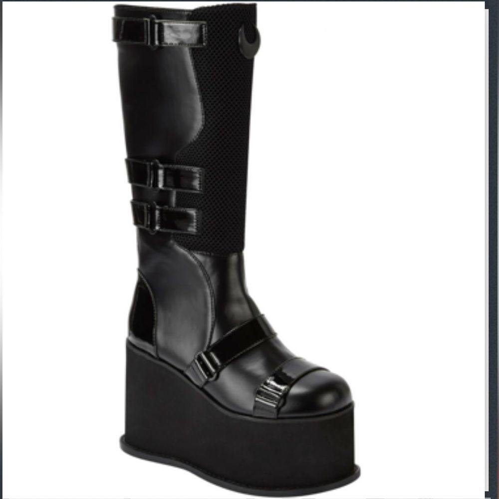Killstar Hazel Platform Goth Punk Tall Faux Leather Boots